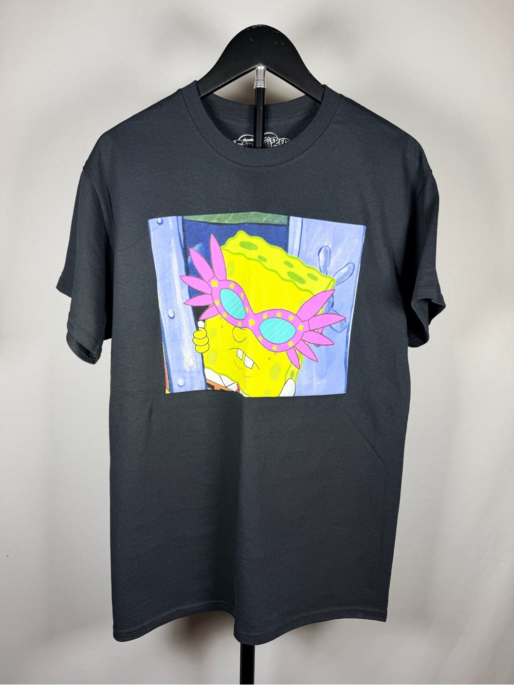 SpongeBob Squarepants Black Tee with Pink & Yellow Graphic